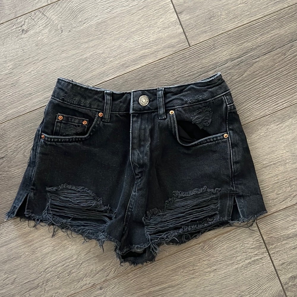 Topshop Black Denim Shorts